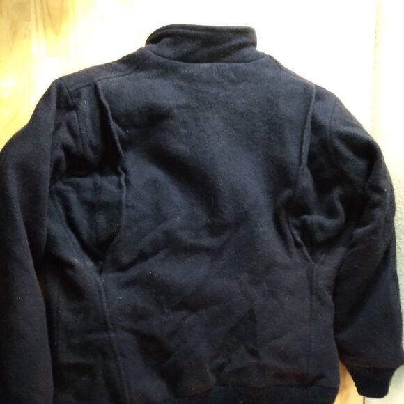 Vintage L.L. Bean Wool Lined Bomber Jacket Coat Navy Blue - Picture 8 of 9